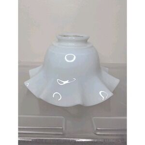 Vintage Milk Glass Ruffle Edge Crimped Lamp Light Shade Ruffle Scallop Porcelain